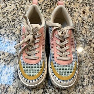Nicole Miller Mixed Media Multicolor Sneakers Ribbed Platform Women’s 8.5 Casual